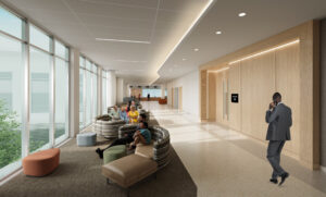 Interior rendering of the visitation area of the Nashville Youth Center for Empowerment 