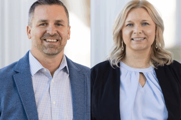 headshot photos of Brian Endler and Renee Schoop with professional background