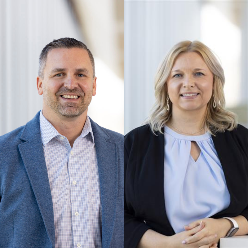 headshot photos of Brian Endler and Renee Schoop with professional background