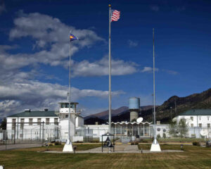 exterior view of Buena Vista Correctional Complex in Colorado with mountains in background