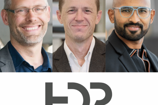 headshot photos of Jim Aalders, Tommy Sinclair and Swapnil Ukey with HDR logo below