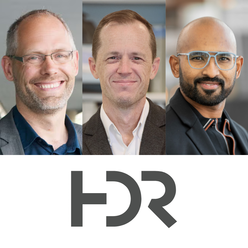 headshot photos of Jim Aalders, Tommy Sinclair and Swapnil Ukey with HDR logo below