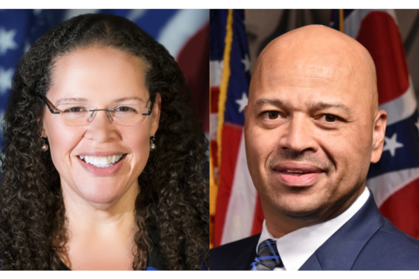 headshot photos of Annette Chambers Smith and Ed Banks