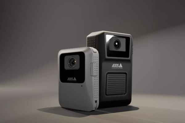 Axis body-worn camera with gray background