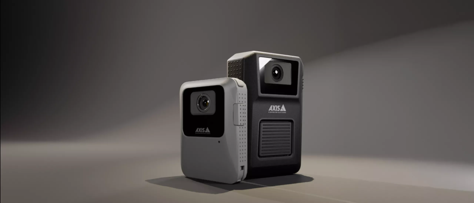 Axis body-worn camera with gray background