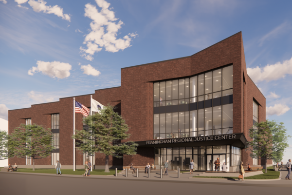 exterior rendering of new Framingham Regional Justice Center
