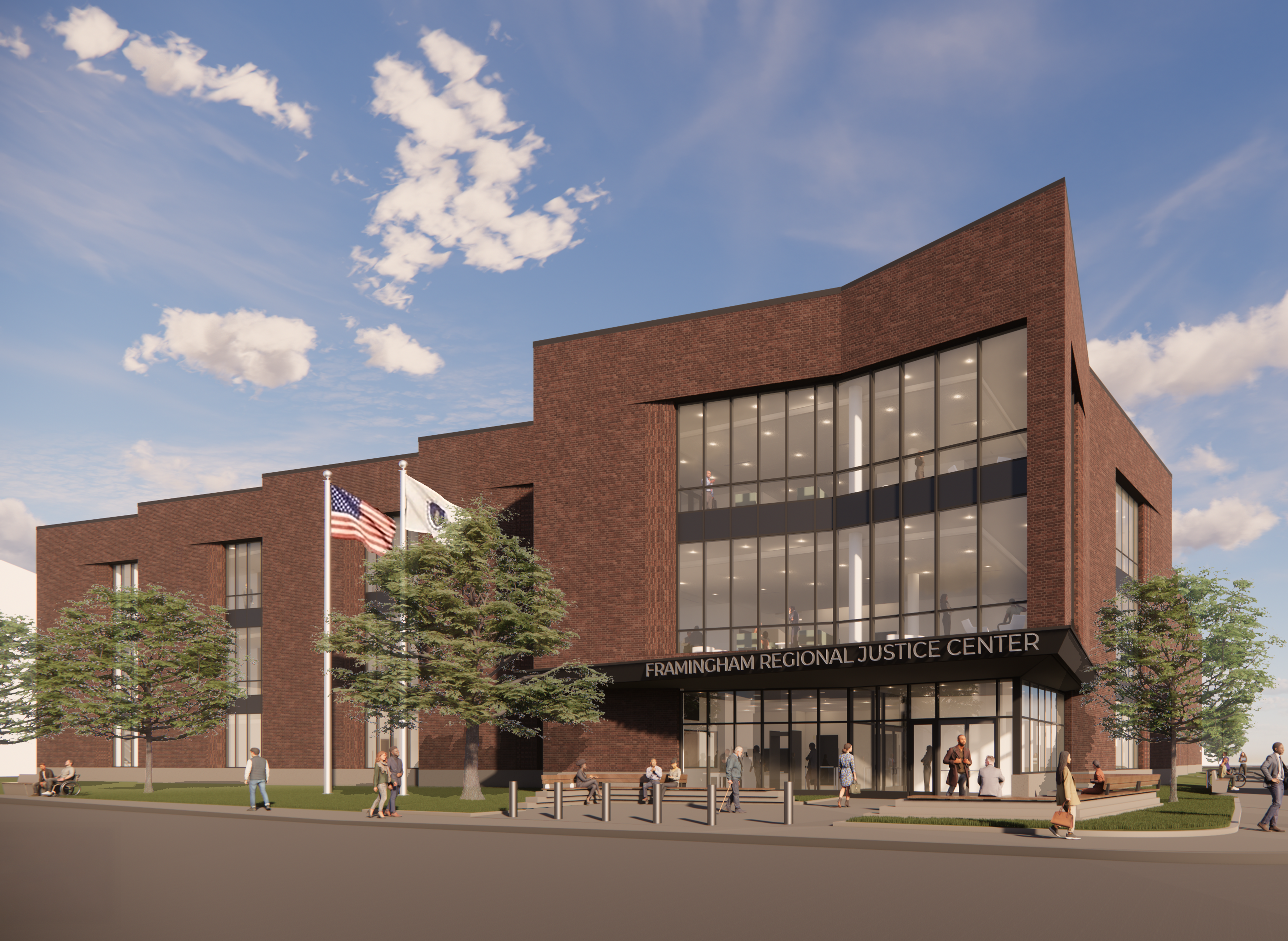 exterior rendering of new Framingham Regional Justice Center