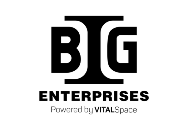black B.I.G. Enterprises Powered by VITALSpace logo with white background