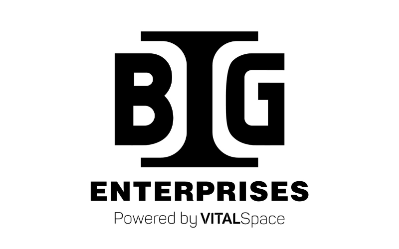black B.I.G. Enterprises Powered by VITALSpace logo with white background