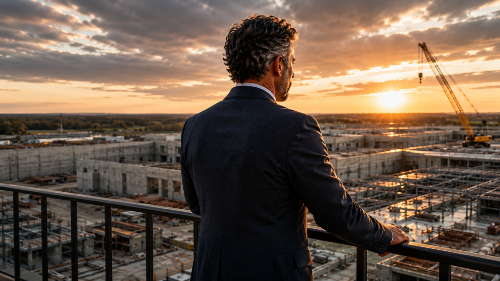 business owner looking over a construction site