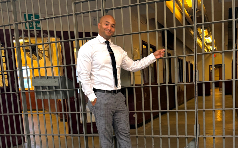 Kerwin Pittman standing inside Wayne Correctional Center