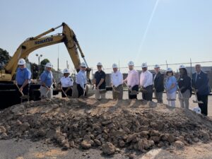 attendees at groundbreaking ceremony for Macon-Bibb County Law Enforcement Center expansion