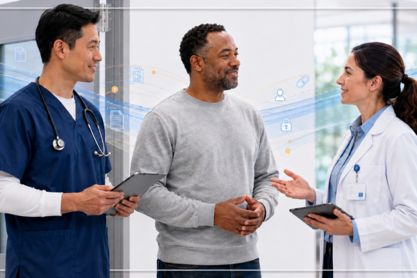 correctional healthcare providers conversing with a patient