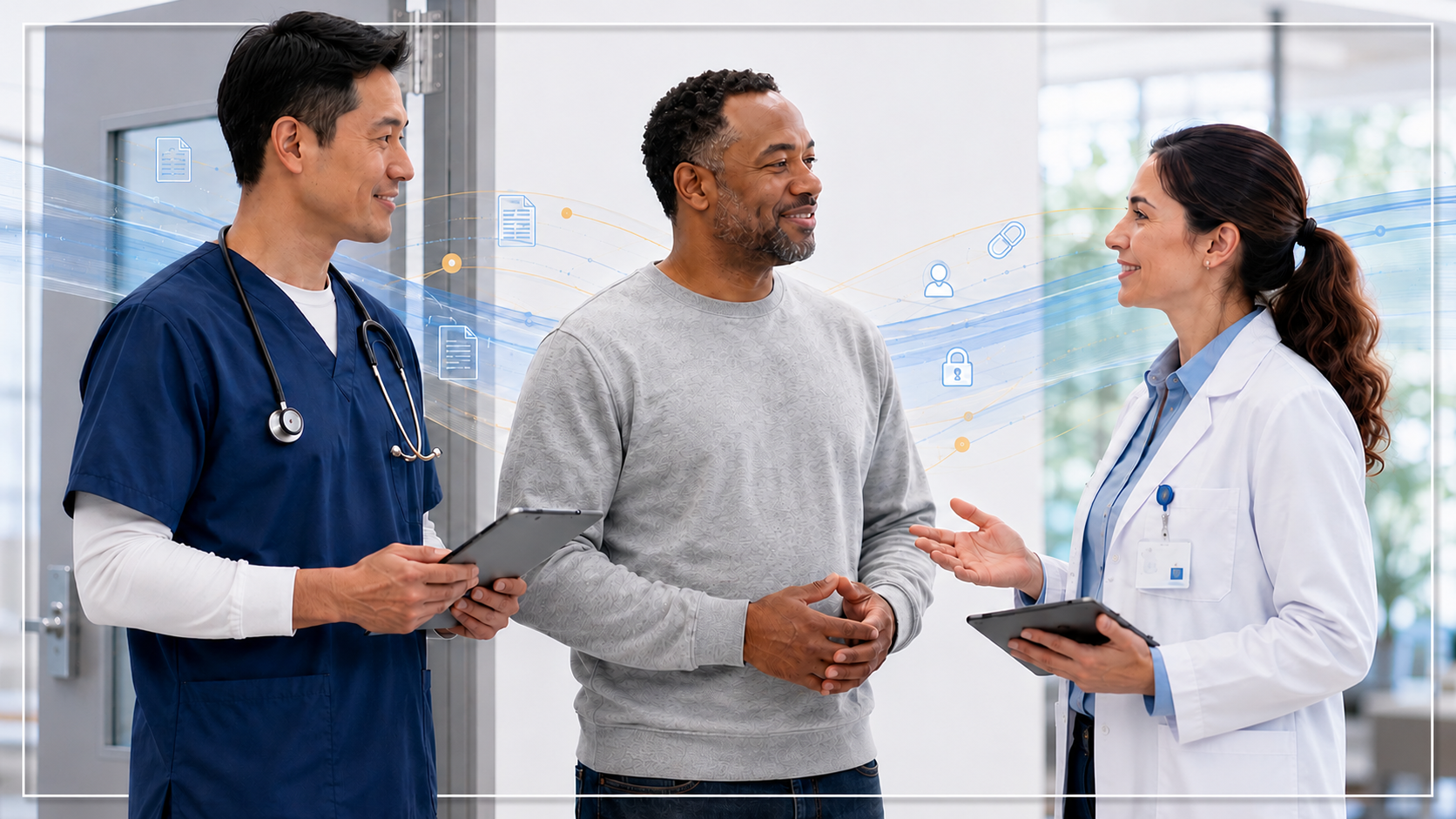 correctional healthcare providers conversing with a patient